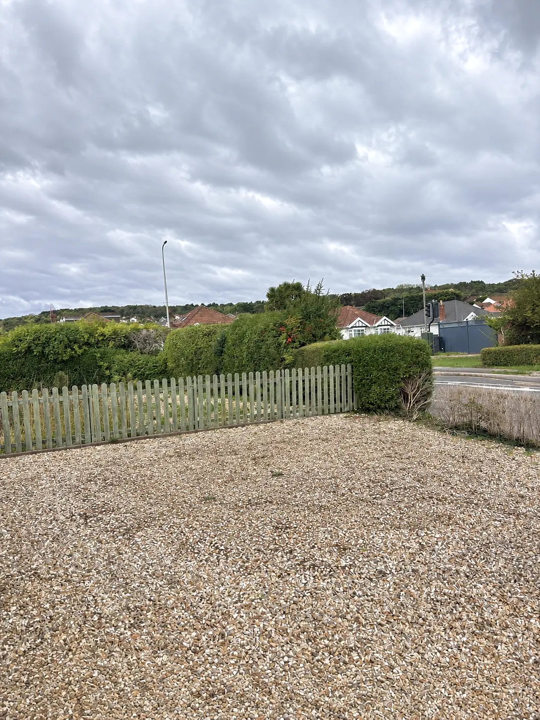 The same garden after the conifer was professionally removed and the site cleared