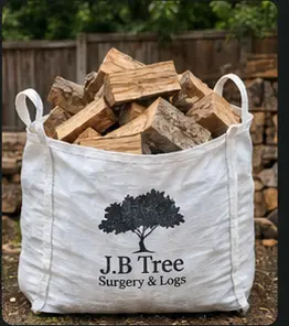 One large bulk bag filled with hardwood logs